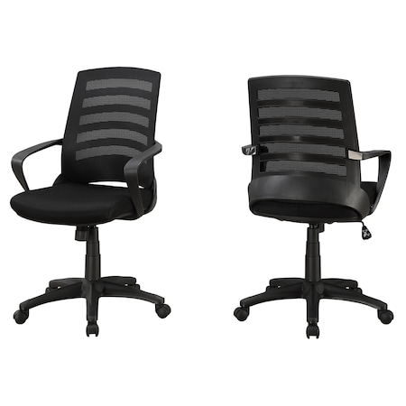 Monarch Specialties Office Chair, Adjustable Height, Swivel, Ergonomic, Armrests, Computer Desk, Work, Metal, Black I 7224
